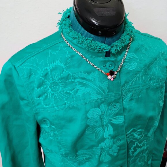 Chico's Green Embroidered Jacket - Picture 3 of 9